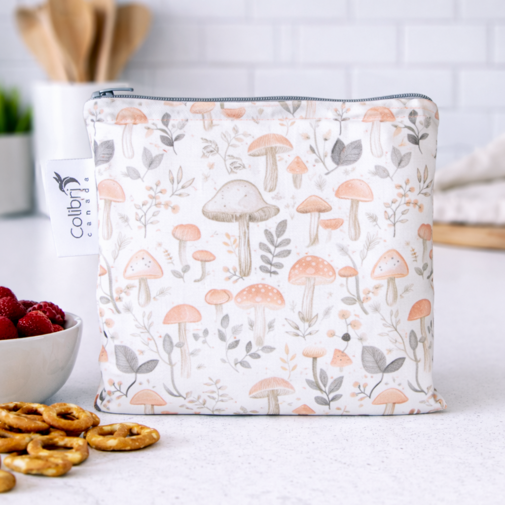 Wild Mushrooms Reusable Snack Bag - Large