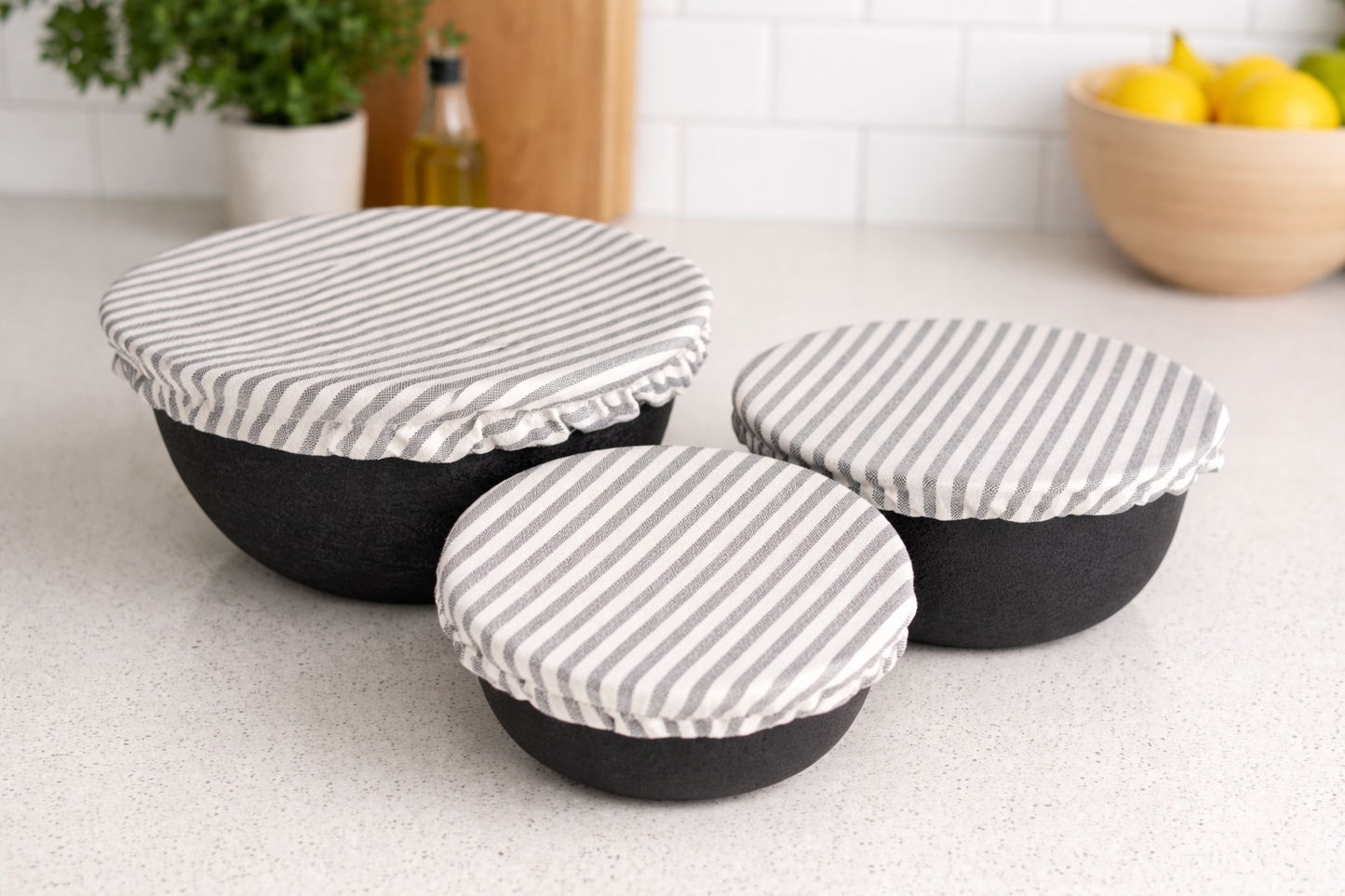 Bowl Cover Set - Linen Stripes