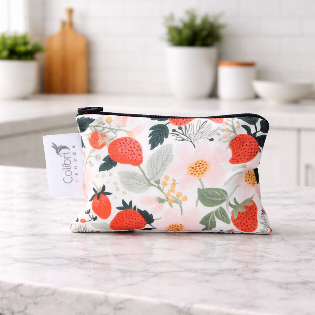 Strawberry Patch Reusable Snack Bag - Small