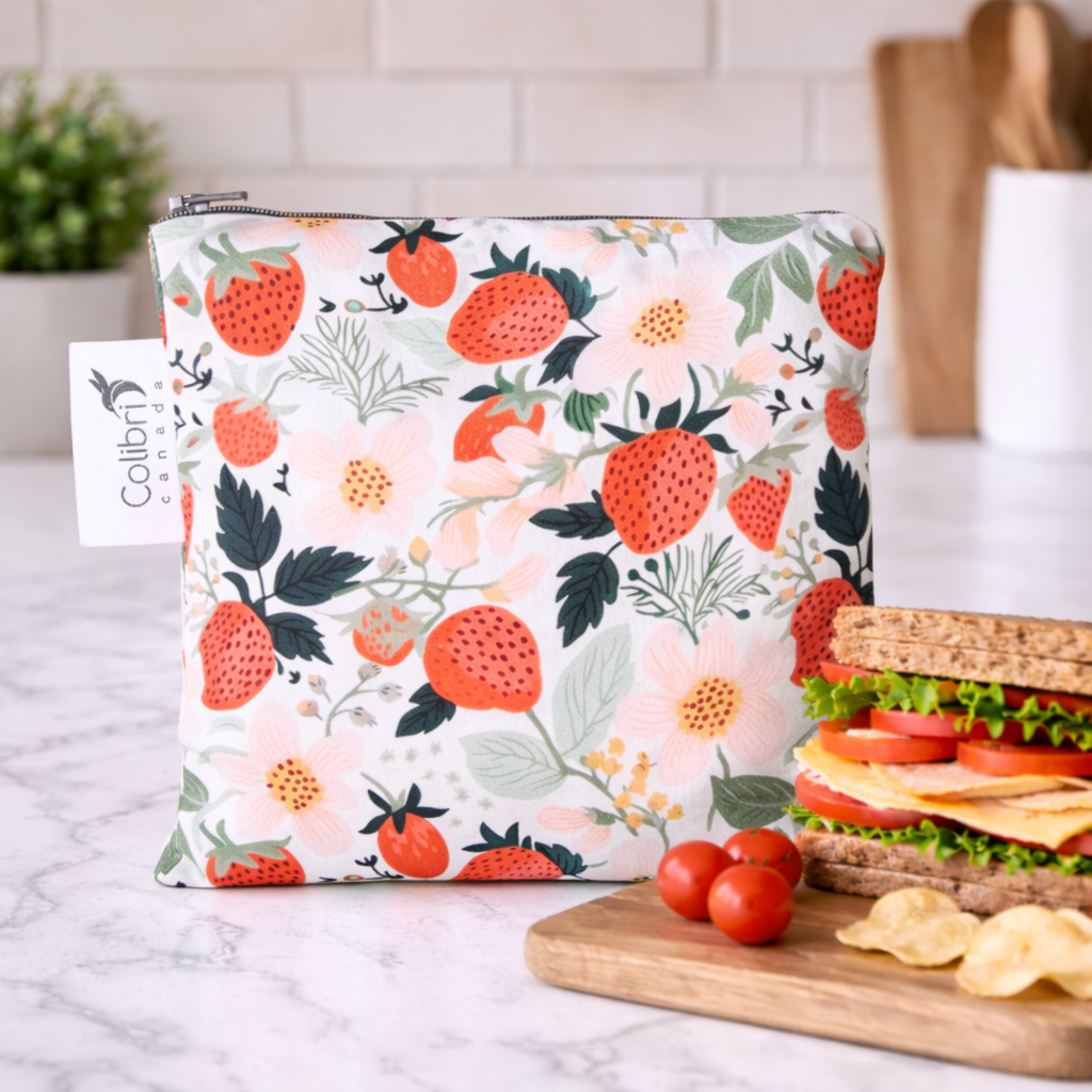 Strawberry Patch Reusable Snack Bag - Large