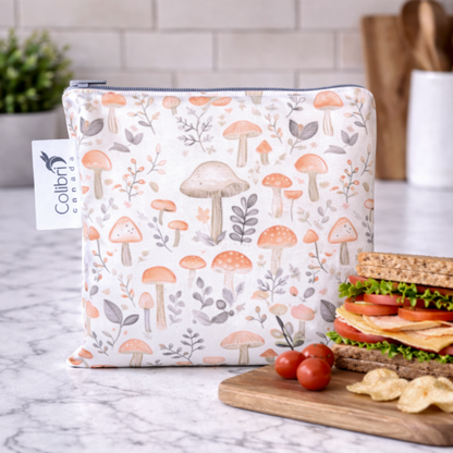 Wild Mushrooms Reusable Snack Bag - Large