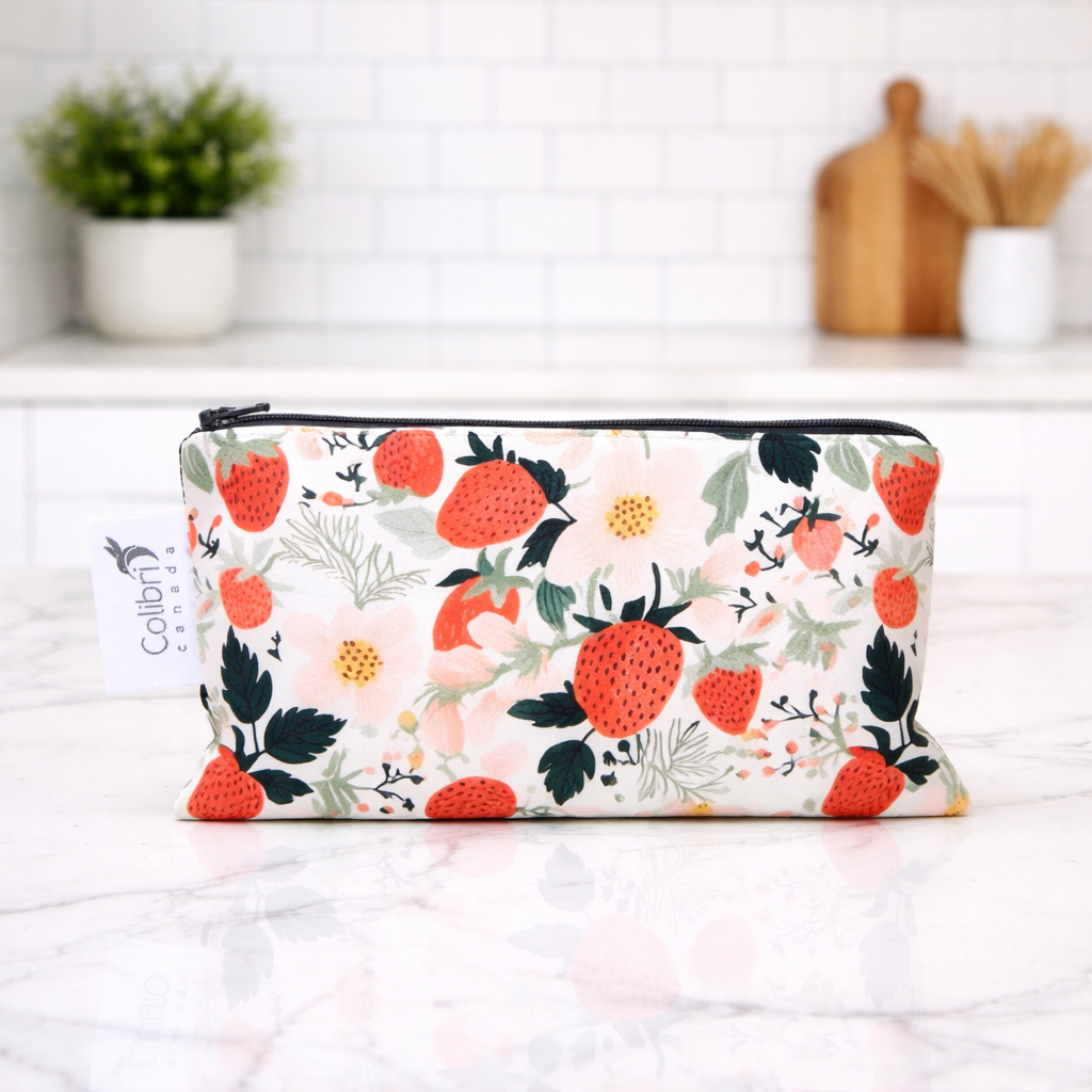 Strawberry Patch Reusable Snack Bag - Medium