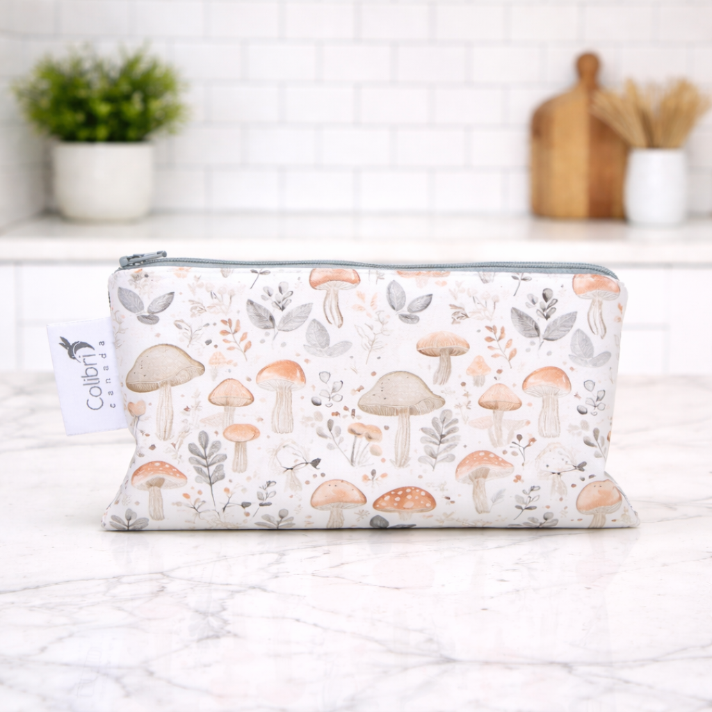 Wild Mushrooms Reusable Snack Bag - Medium