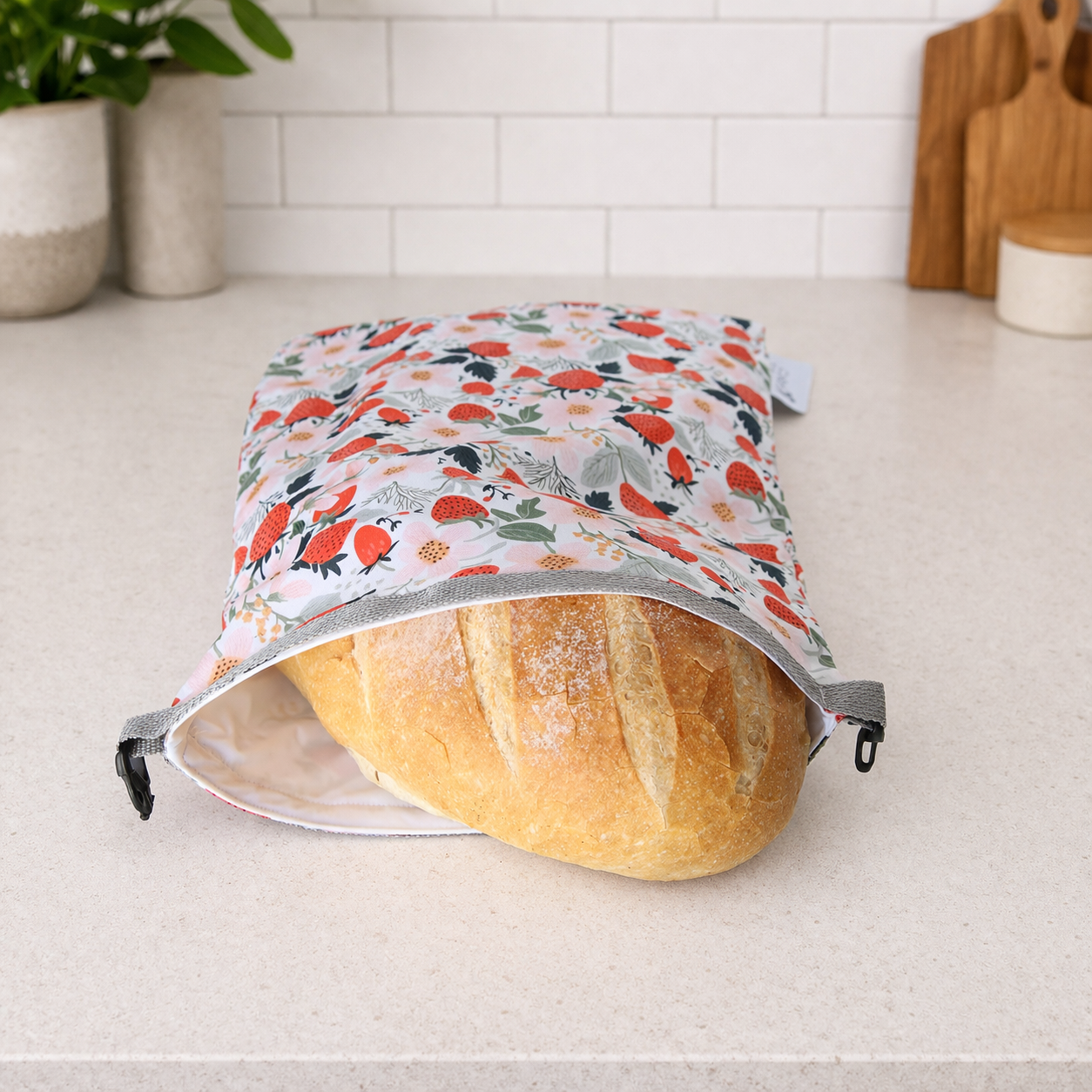 Reusable Bread Bag - Strawberry Patch