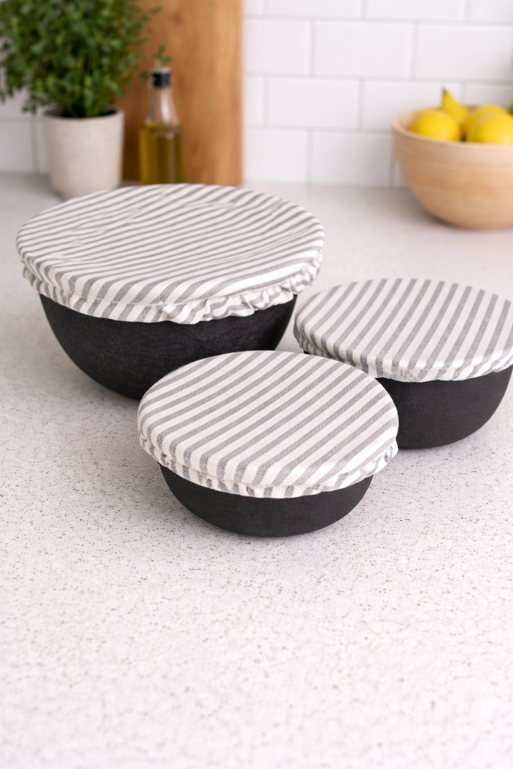 Bowl Cover Set - Linen Stripes